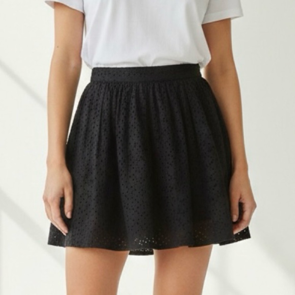 NWOT Black Eyelet Mini Skirt